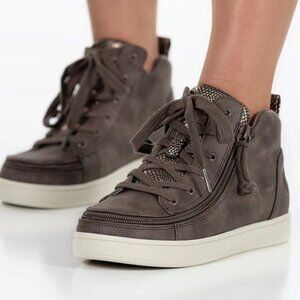 NEW Billy Footwear Women Sneaker Mid Top Zip Up Espresso Adaptive Size 11M BY369